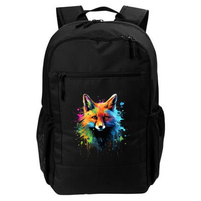 Cool Fox On Colorful Painted Fox Backpack