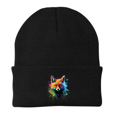 Cool Fox On Colorful Painted Fox Beanie