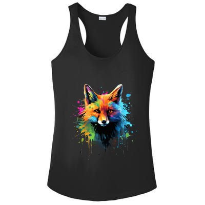Cool Fox On Colorful Painted Fox Ladies PosiCharge Competitor Racerback Tank