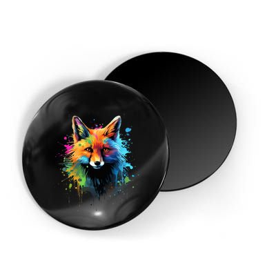 Cool Fox On Colorful Painted Fox Magnet