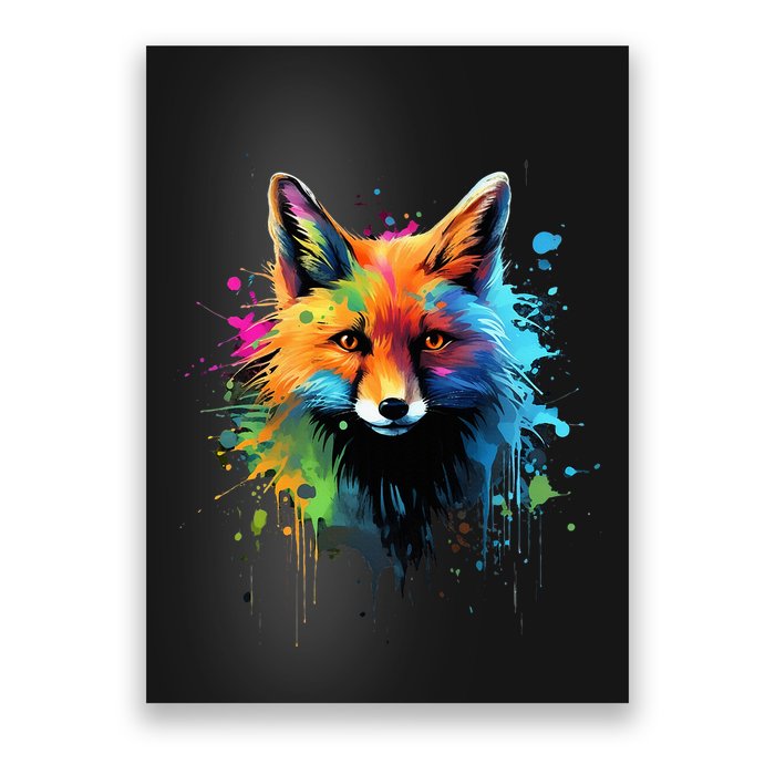 Cool Fox On Colorful Painted Fox Poster