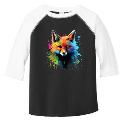Cool Fox On Colorful Painted Fox Toddler Fine Jersey T-Shirt
