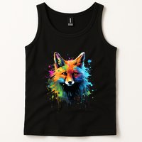 Cool Fox On Colorful Painted Fox Tank Top