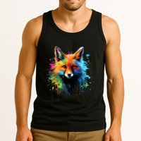 Cool Fox On Colorful Painted Fox Tank Top