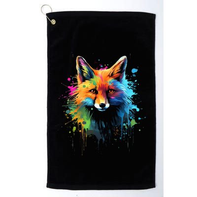 Cool Fox On Colorful Painted Fox Golf Towel