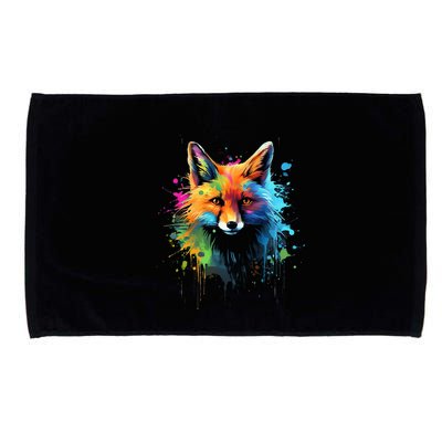 Cool Fox On Colorful Painted Fox Microfiber Hand Towel