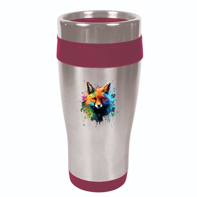 Cool Fox On Colorful Painted Fox 16oz Travel Tumbler