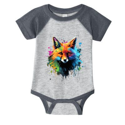 Cool Fox On Colorful Painted Fox Infant Baby Jersey Bodysuit