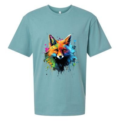 Cool Fox On Colorful Painted Fox Sueded Cloud Jersey T-Shirt