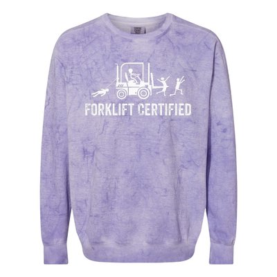 Certified Forklift Operator Funny Fork Lift Driver Colorblast Crewneck Sweatshirt