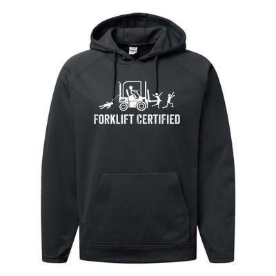 Certified Forklift Operator Funny Fork Lift Driver Performance Fleece Hoodie