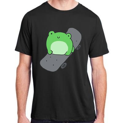 Cute Frog On Skateboard Kawaii Aesthetic Frog Adult ChromaSoft Performance T-Shirt