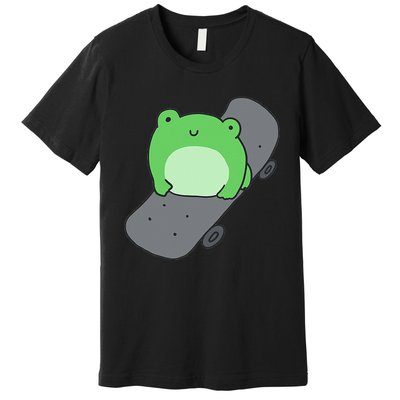 Cute Frog On Skateboard Kawaii Aesthetic Frog Premium T-Shirt