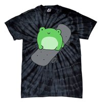 Cute Frog On Skateboard Kawaii Aesthetic Frog Tie-Dye T-Shirt