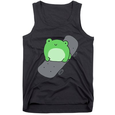 Cute Frog On Skateboard Kawaii Aesthetic Frog Tank Top