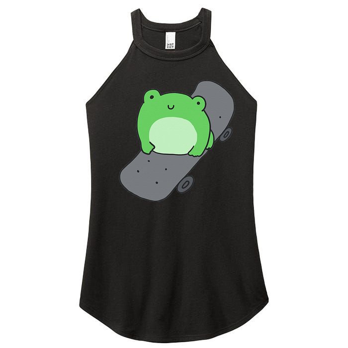 Cute Frog On Skateboard Kawaii Aesthetic Frog Women’s Perfect Tri Rocker Tank