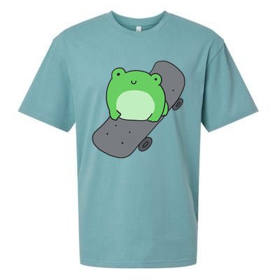 Cute Frog On Skateboard Kawaii Aesthetic Frog Sueded Cloud Jersey T-Shirt