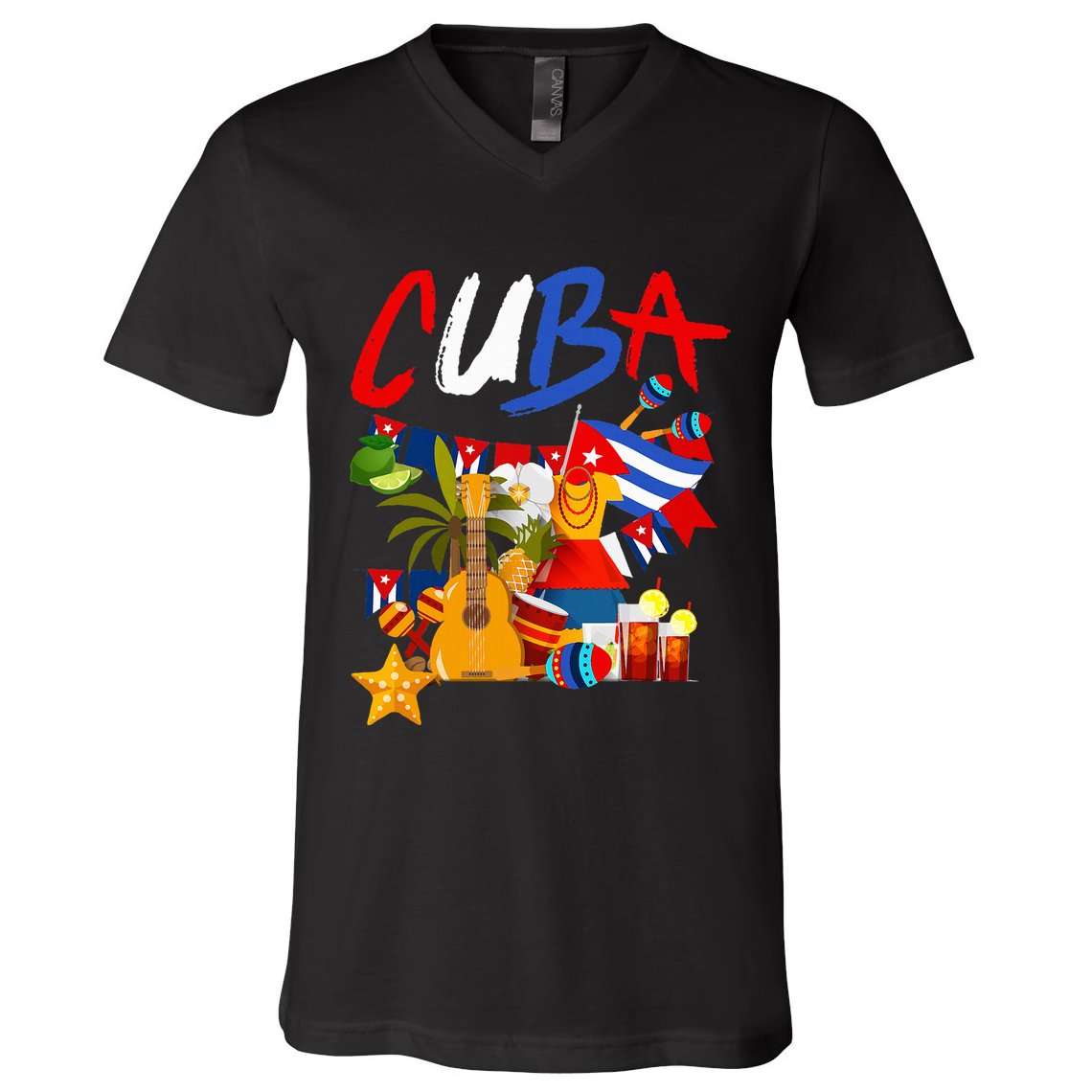 Cuban Flag Outfit Ideas Hispanic Cuba Flag V-Neck T-Shirt