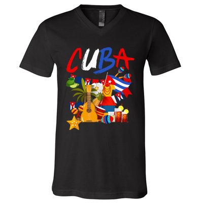 Cuban Flag Outfit Ideas Hispanic Cuba Flag V-Neck T-Shirt