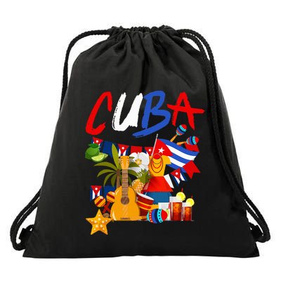 Cuban Flag Outfit Ideas Hispanic Cuba Flag Drawstring Bag