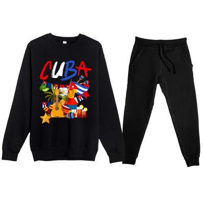 Cuban Flag Outfit Ideas Hispanic Cuba Flag Premium Crewneck Sweatsuit Set