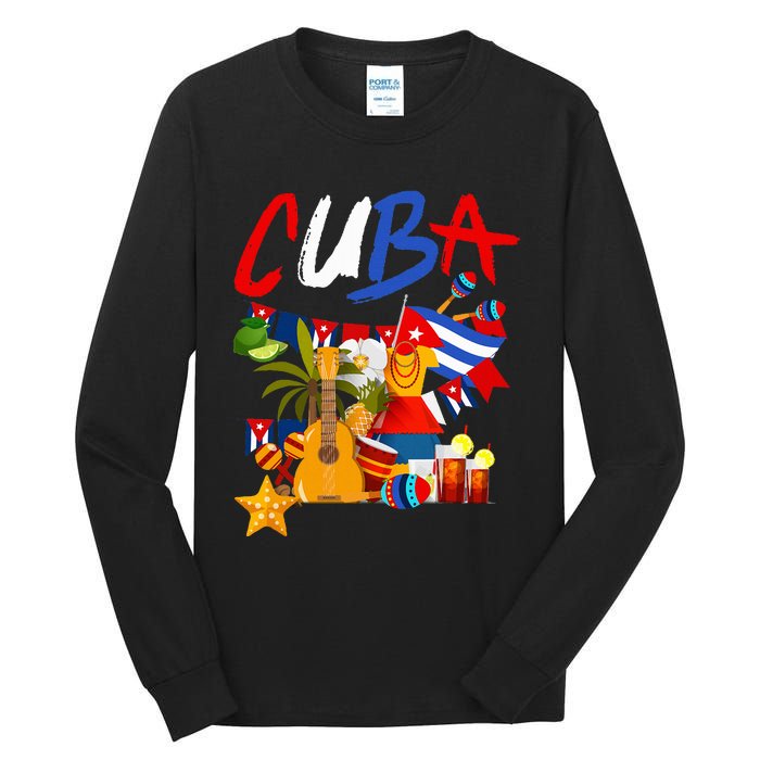 Cuban Flag Outfit Ideas Hispanic Cuba Flag Tall Long Sleeve T-Shirt