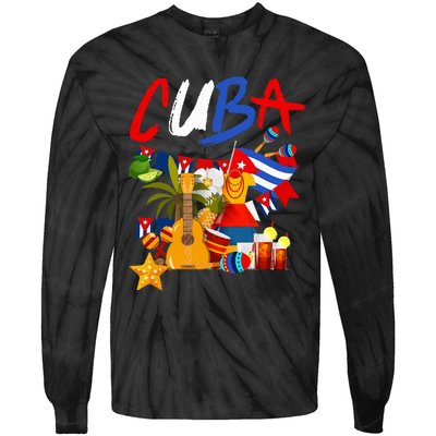 Cuban Flag Outfit Ideas Hispanic Cuba Flag Tie-Dye Long Sleeve Shirt