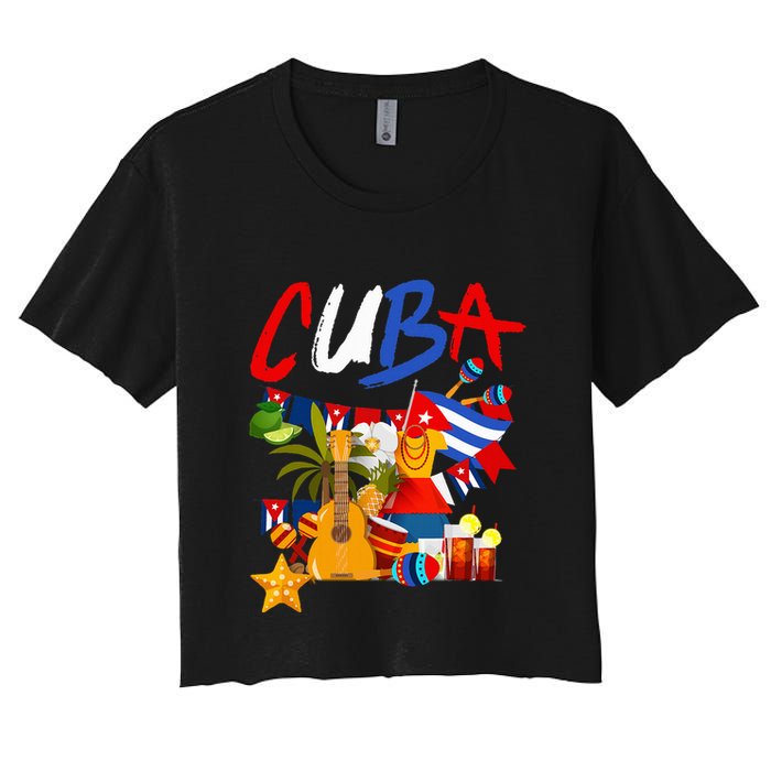 Cuban Flag Outfit Ideas Hispanic Cuba Flag Women's Crop Top Tee