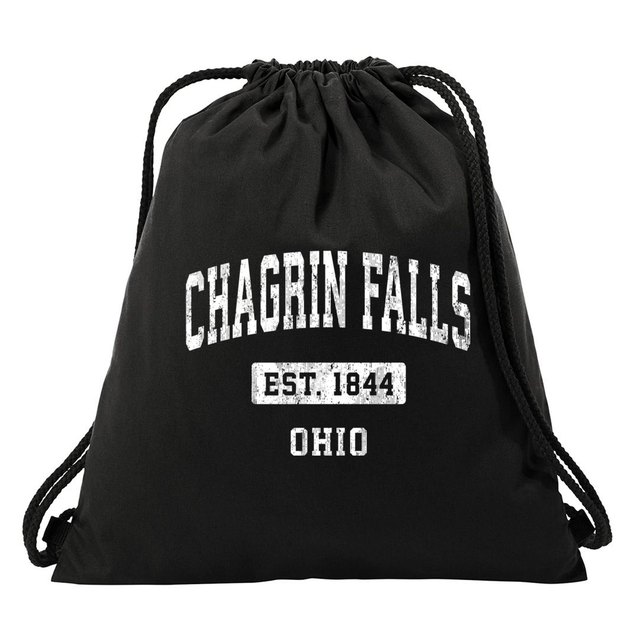 Chagrin Falls Ohio Oh Vintage Sports Established Drawstring Bag