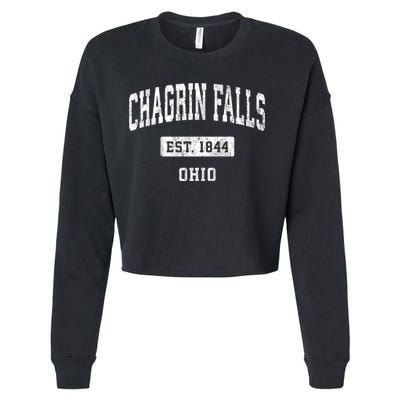 Chagrin Falls Ohio Oh Vintage Sports Established Cropped Pullover Crew