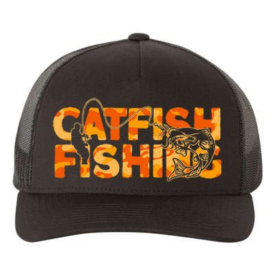 Catfish Fisherman Orange Camouflage Catfish Fishing Yupoong Adult 5-Panel Trucker Hat