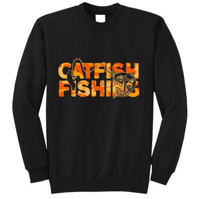 Catfish Fisherman Orange Camouflage Catfish Fishing Sweatshirt
