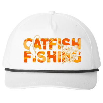 Catfish Fisherman Orange Camouflage Catfish Fishing Snapback Five-Panel Rope Hat