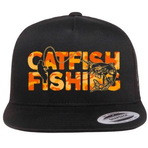 Catfish Fisherman Orange Camouflage Catfish Fishing Flat Bill Trucker Hat