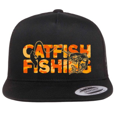 Catfish Fisherman Orange Camouflage Catfish Fishing Flatbill Hat