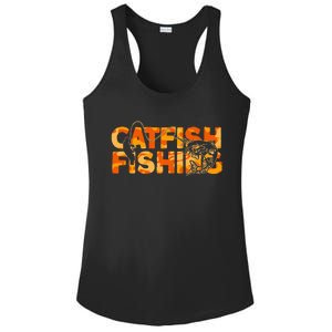 Catfish Fisherman Orange Camouflage Catfish Fishing Ladies PosiCharge Competitor Racerback Tank