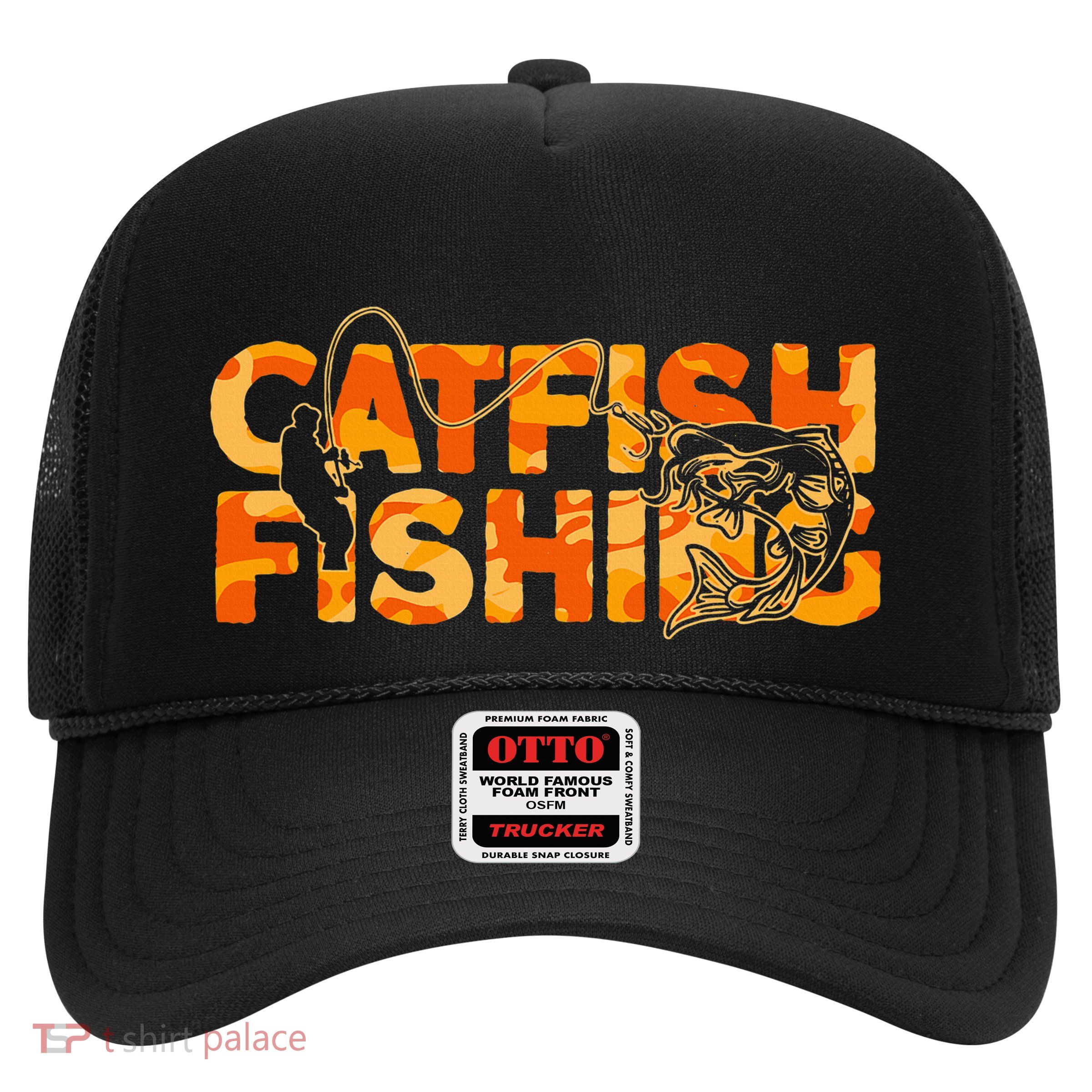 Catfish Fisherman Orange Camouflage Catfish Fishing Trucker Hat