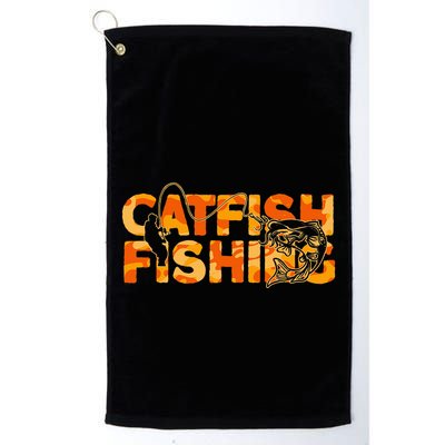 Catfish Fisherman Orange Camouflage Catfish Fishing Golf Towel