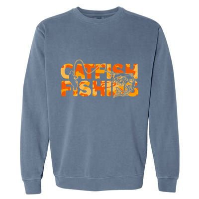 Catfish Fisherman Orange Camouflage Catfish Fishing Garment-Dyed Sweatshirt