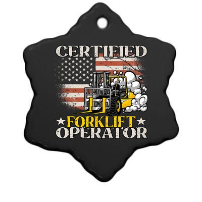 Certified Forklift Operator Forklift Driver US Flag Ceramic Star Ornament