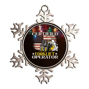 Certified Forklift Operator Forklift Driver US Flag Metallic Star Ornament