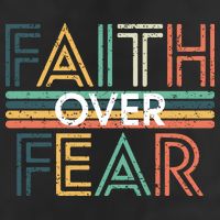 Christian Faith Over Fear Motivational 7 Panel Mesh Trucker Snapback Hat