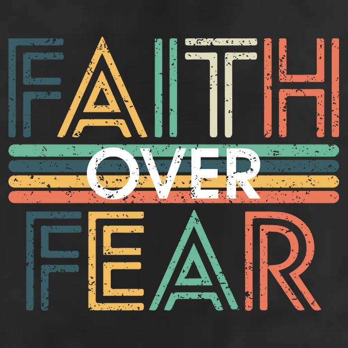 Christian Faith Over Fear Motivational 7 Panel Mesh Trucker Snapback Hat