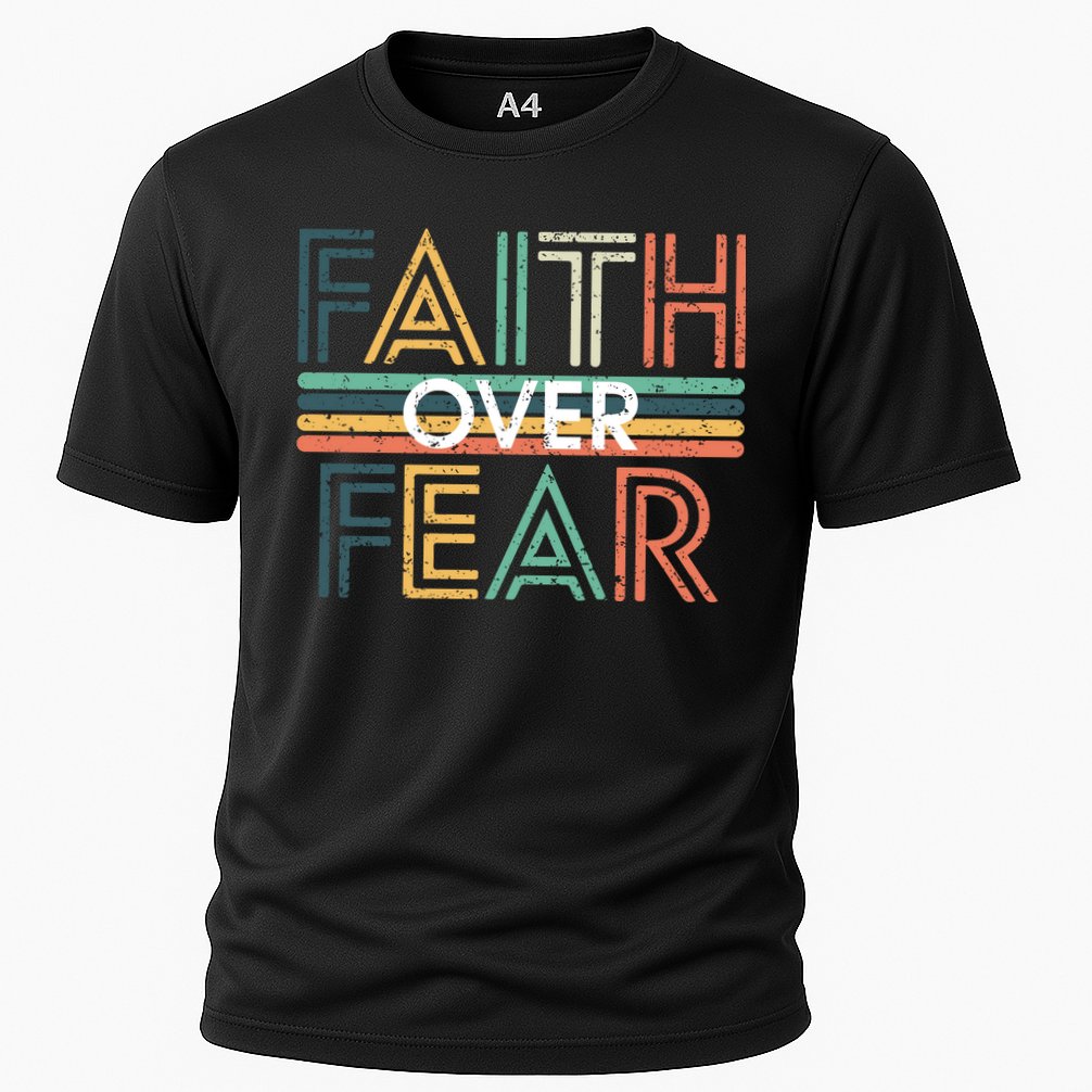 Christian Faith Over Fear Motivational Cooling Performance Crew T-Shirt