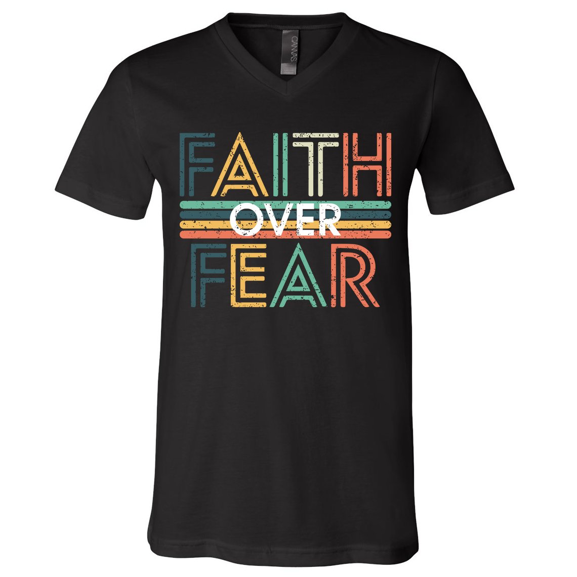 Christian Faith Over Fear Motivational V-Neck T-Shirt
