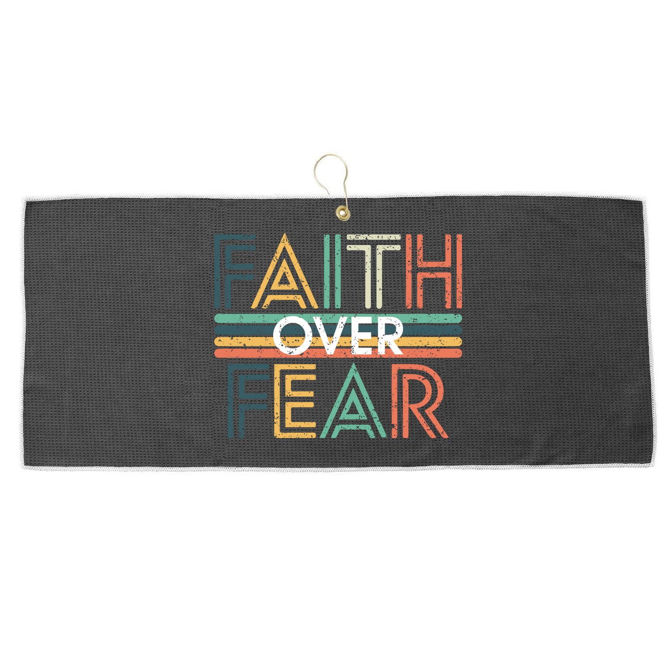 Christian Faith Over Fear Motivational Large Microfiber Waffle Golf Towel