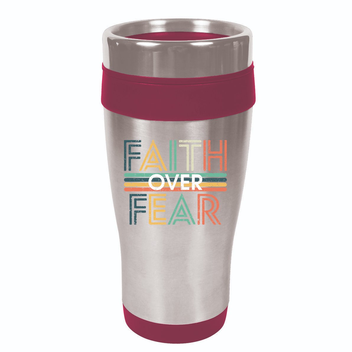 Christian Faith Over Fear Motivational 16oz Travel Tumbler