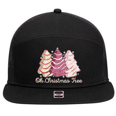 Cute Festive Oh Christmas Tree Snack Cakes 7 Panel Mesh Trucker Snapback Hat