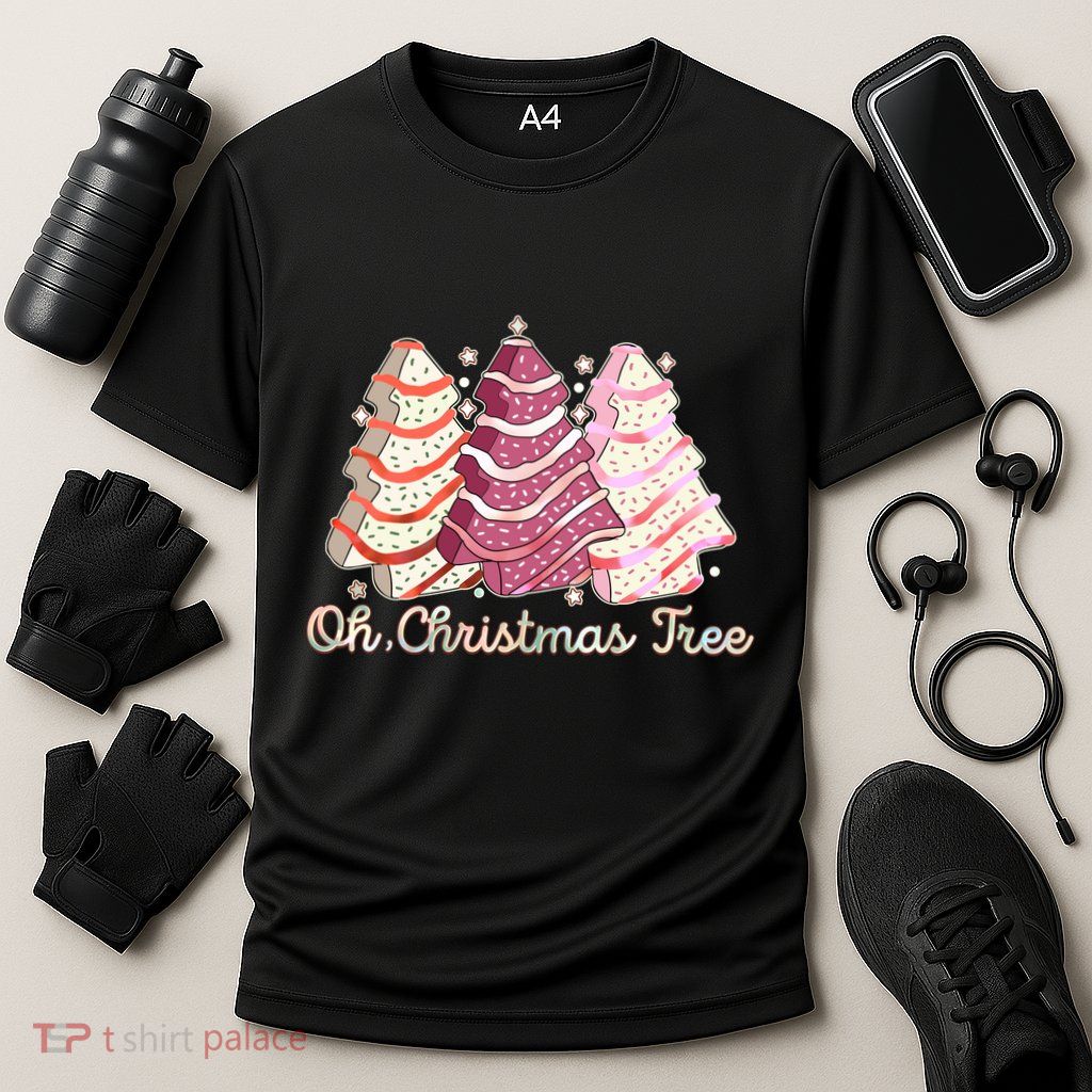 Cute Festive Oh Christmas Tree Snack Cakes Performance Shirt