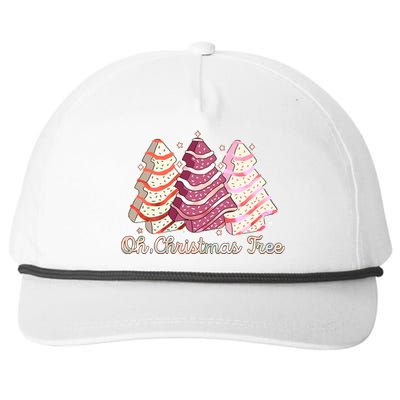 Cute Festive Oh Christmas Tree Snack Cakes Snapback Five-Panel Rope Hat